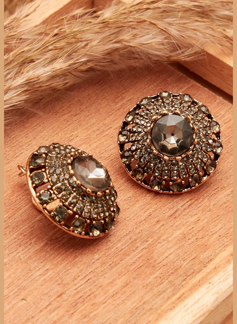 SOHI Silver Plated Designer Stone Drop Earring