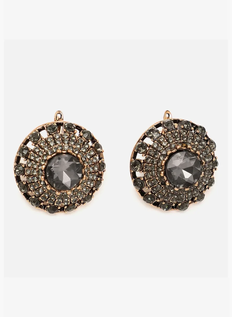 SOHI Silver Plated Designer Stone Drop Earring