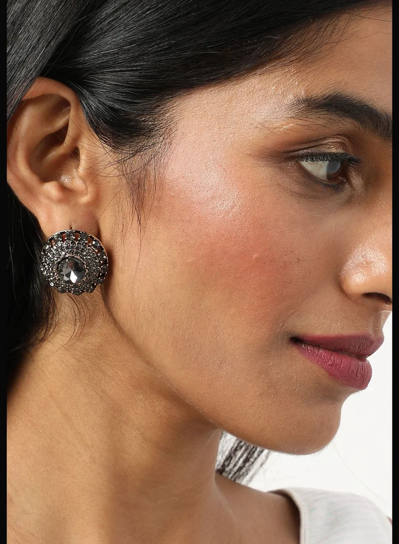 SOHI Silver Plated Designer Stone Drop Earring