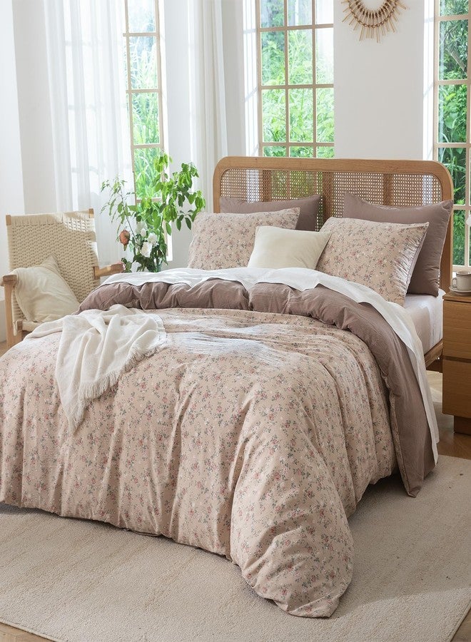 BUPIRD Comforter Queen Set Floral 3 Pieces Soft Cute Fresh Floral Bedding Lightweight Garden Style Floral Botanical Comforter for All Seasons and 2 Pillowcases - Image 4
