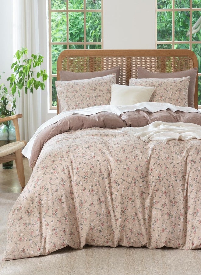 BUPIRD Comforter Queen Set Floral 3 Pieces Soft Cute Fresh Floral Bedding Lightweight Garden Style Floral Botanical Comforter for All Seasons and 2 Pillowcases - Image 1