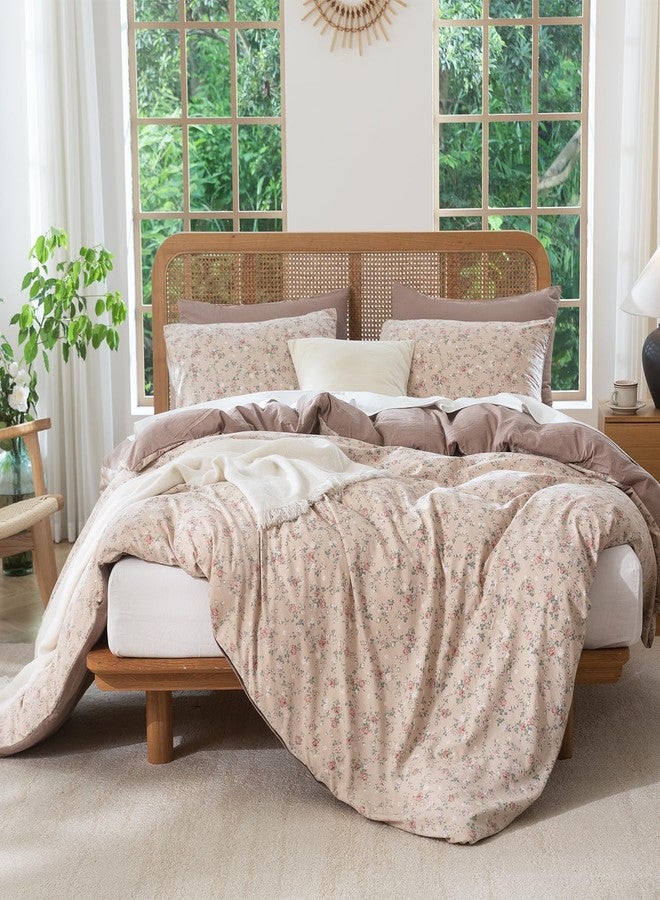 BUPIRD Comforter Queen Set Floral 3 Pieces Soft Cute Fresh Floral Bedding Lightweight Garden Style Floral Botanical Comforter for All Seasons and 2 Pillowcases - Image 3