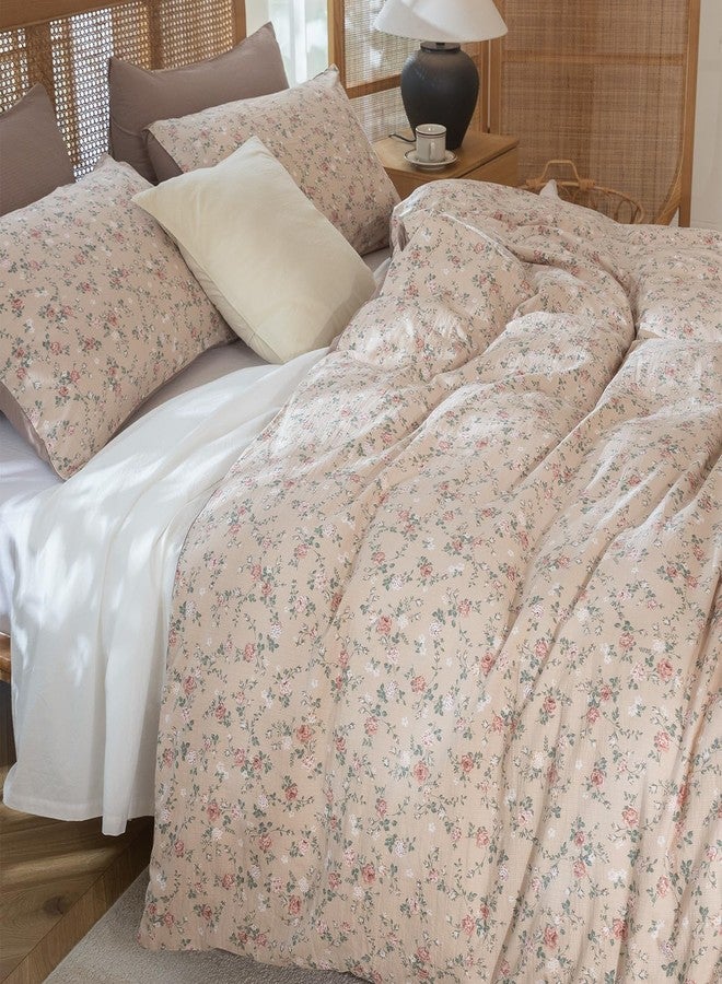 BUPIRD Comforter Queen Set Floral 3 Pieces Soft Cute Fresh Floral Bedding Lightweight Garden Style Floral Botanical Comforter for All Seasons and 2 Pillowcases - Image 5