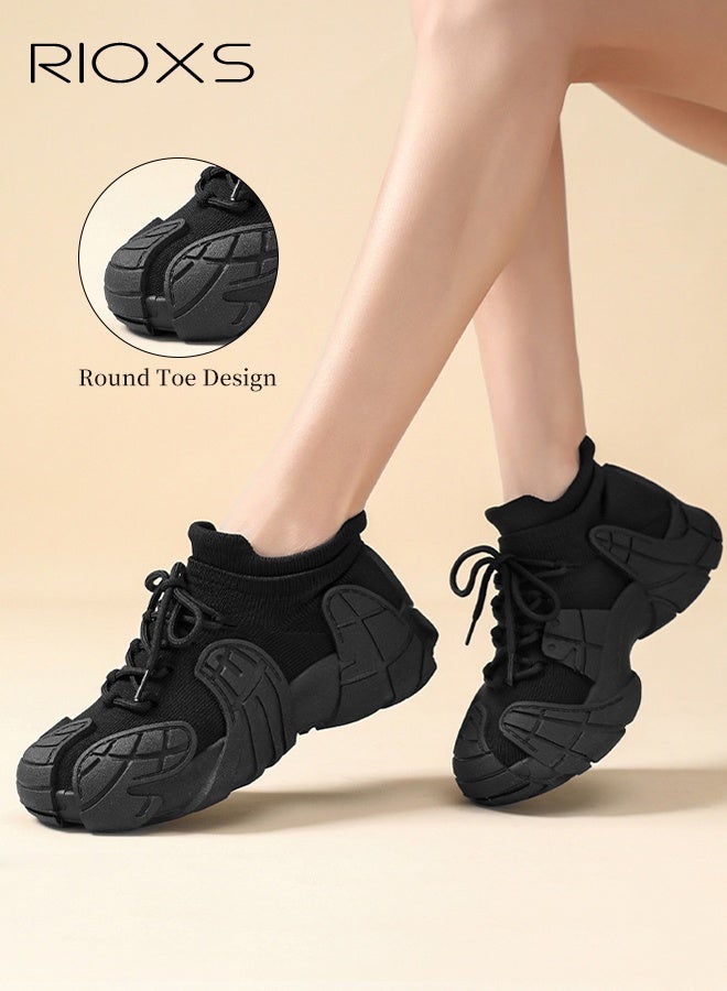 RIOXS Walking Trainers For Men And Women, Lightweight Athlesiure Shoes, Comfy Breathable Flyknit Sneakers, Unisex Slip-on Running Shoes, Sports Shoe With Soft Sole, Minimalist Walking Trainers, Training Shoes For Workout/ Gym/ Daily Wear- Black Trainers  - Image 2