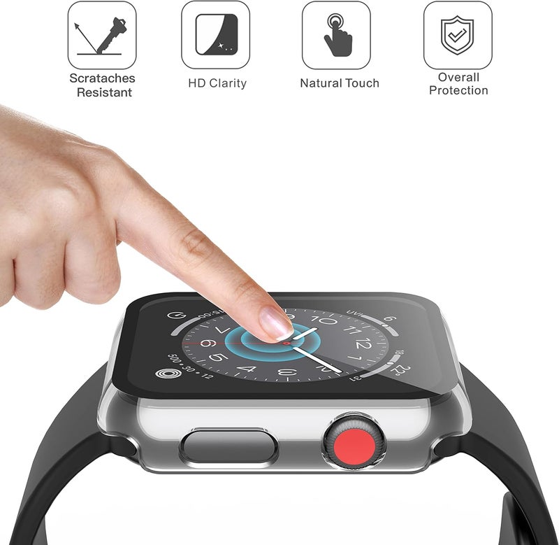 Misxi 2 Pack PC Case with Tempered Glass Screen Protector Compatible with Apple Watch Series 3 Series 2 38mm, HD Overall Shockproof Protective Cover for iWatch, 1 Black + 1 Transparent - Image 5