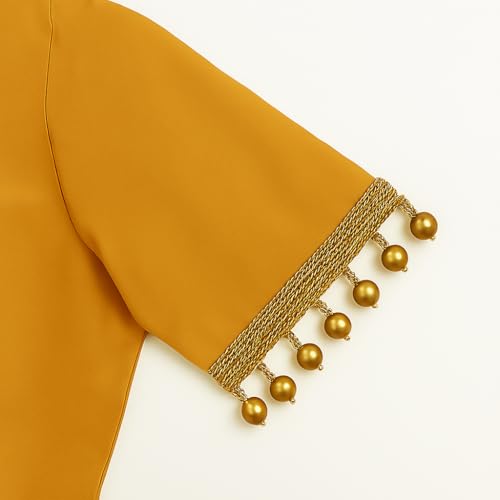 DaSync SYNC Golden Colour Tassel Latkan Hanging,Fringe Golden Beads jhallar Laces and Border Material zhallar Dresses,Blouse,Dupatta,Sari,Choli,chunni,Sarees,Lehenga,Suits,Curtains,9 Meter - Image 2