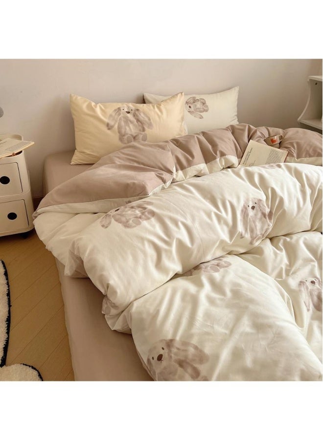 مجموعة أغطية سرير من القطن مكونة من 4 قطع بتصميم كرتوني مريحة، هدية ليوم الأطفال وهدية عيد ميلاد. - Image 1