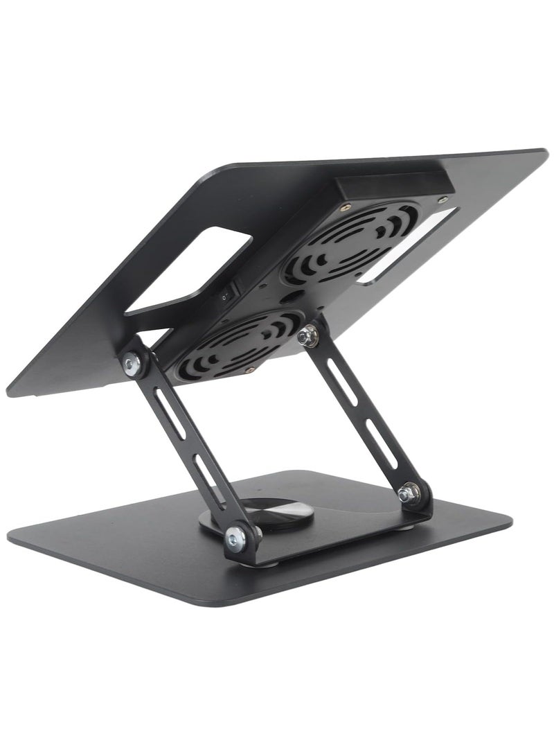 DIGI CORE 360 Rotatable Laptop Stand For Desk With Cooling Fans, Notebook Stand, 360 Rotating Aluminum Laptop Stand Computer Stand, Riser Holder Notebook Stand Compatible With 11 To 17.3 Inches Laptops Black - Image 3