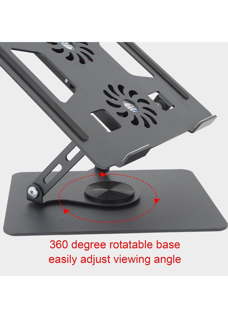 DIGI CORE 360 Rotatable Laptop Stand For Desk With Cooling Fans, Notebook Stand, 360 Rotating Aluminum Laptop Stand Computer Stand, Riser Holder Notebook Stand Compatible With 11 To 17.3 Inches Laptops Black - Image 5