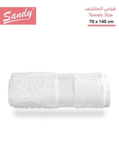 Sandy Sandy Bath Towel Premium Hotel Quality 100% Cotton Made in Egypt, Soft Quick Drying and Highly Absorbent (70x140 cm) - White  - Image 1