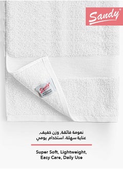 Sandy Sandy Bath Towel Premium Hotel Quality 100% Cotton Made in Egypt, Soft Quick Drying and Highly Absorbent (70x140 cm) - White  - Image 3