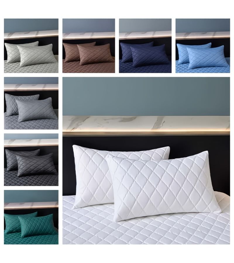 Two Pillow Covers Dark Green King Size Soft Comfortable Solid Color Design For Guest Room Bedroom Hotel - Image 1