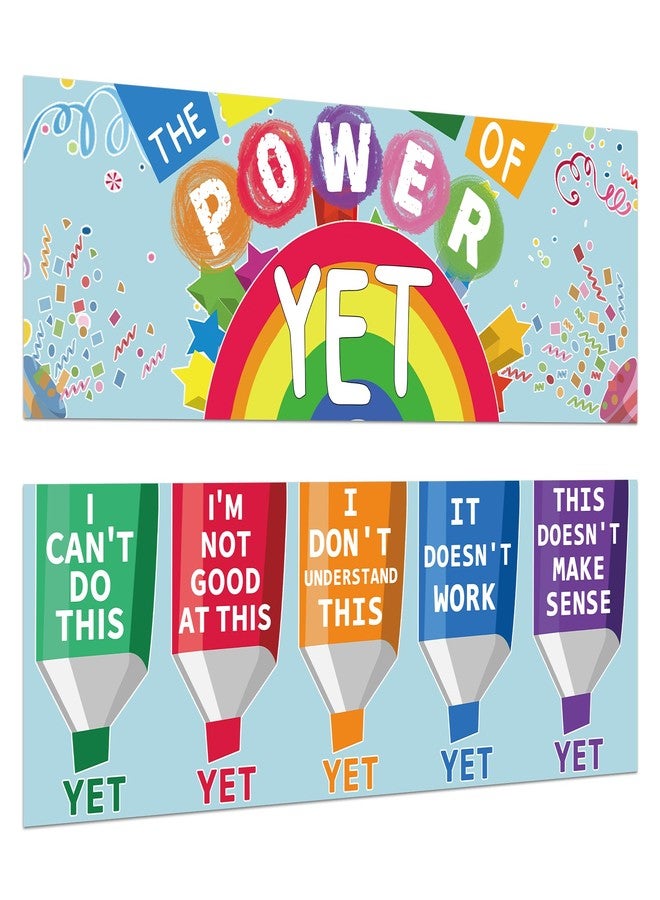 TLPMSK Educational Math Posters,2 PCS Large Growth Mindset Poster,13.5”x39” Mindset Banners for Classroom-Bulletin Board and Wall Decor,Classroom Banner Decorations(Laminated)(Power of Yet Poster） - Image 1