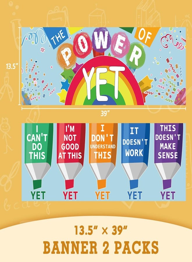 TLPMSK Educational Math Posters,2 PCS Large Growth Mindset Poster,13.5”x39” Mindset Banners for Classroom-Bulletin Board and Wall Decor,Classroom Banner Decorations(Laminated)(Power of Yet Poster） - Image 2