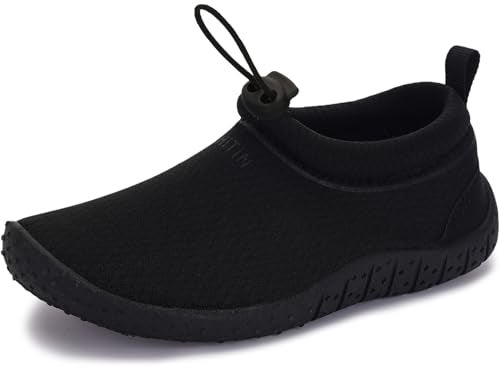 WHITIN Water Shoes for Big Kids Quick Dry Aqua Minimalist Barefoot Socks Size 3 Boys Girls Comfy Beach Swimming Pool Lake Yoga Sport Kayak Sand Sneaker All Black 34 - Image 1