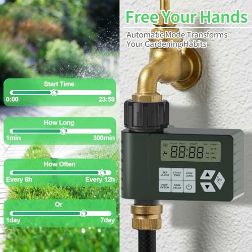 Ortis Hose Faucet Water Timer for Outdoor Garden, Ortis Programmable Sprinkler Timer with Rain Delay/Manual/Automatic Mode, IP67 Leak-Proof Design for Lawn Yard, 1 Outlet - Image 2
