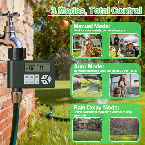 Ortis Hose Faucet Water Timer for Outdoor Garden, Ortis Programmable Sprinkler Timer with Rain Delay/Manual/Automatic Mode, IP67 Leak-Proof Design for Lawn Yard, 1 Outlet - Image 3