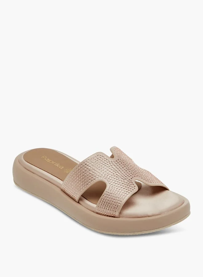 بابريكا صنادل سلايد نسائية مزينة