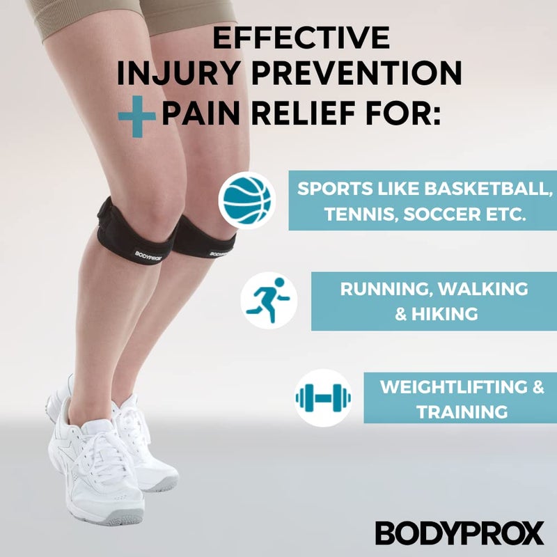 Bodyprox Patella Tendon Knee Strap 2 Pack, Knee Pain Relief Support Brace Hiking, Soccer, Basketball, Running, Jumpers Knee, Tennis, Tendonitis, Volleyball & Squats - Image 4