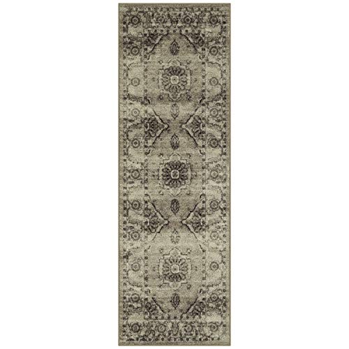 Maples Rugs Distressed Lexington Non Slip Runner Rug For Hallway Entry Way Floor Carpet [Made in USA], 2 x 6, Brown/Neutral - Image 1