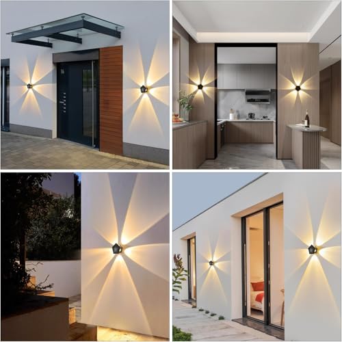 Groeien Pack of 2 | 10W Pentagram Shape Waterproof LED Five Way Indoor Outdoor Exterior Wall Light (Warm White,ABS Plastic) (2) - Image 2