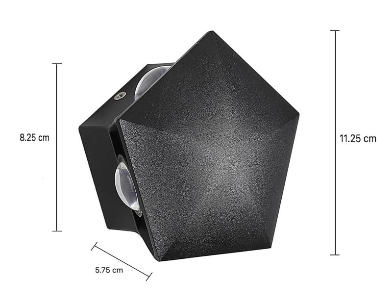 Groeien Pack of 2 | 10W Pentagram Shape Waterproof LED Five Way Indoor Outdoor Exterior Wall Light (Warm White,ABS Plastic) (2) - Image 5