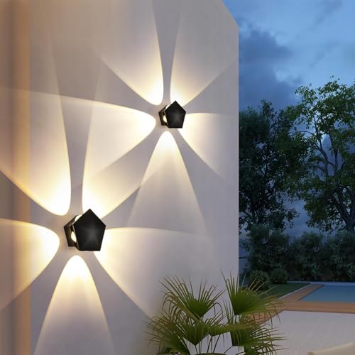 Groeien Pack of 2 | 10W Pentagram Shape Waterproof LED Five Way Indoor Outdoor Exterior Wall Light (Warm White,ABS Plastic) (2) - Image 3
