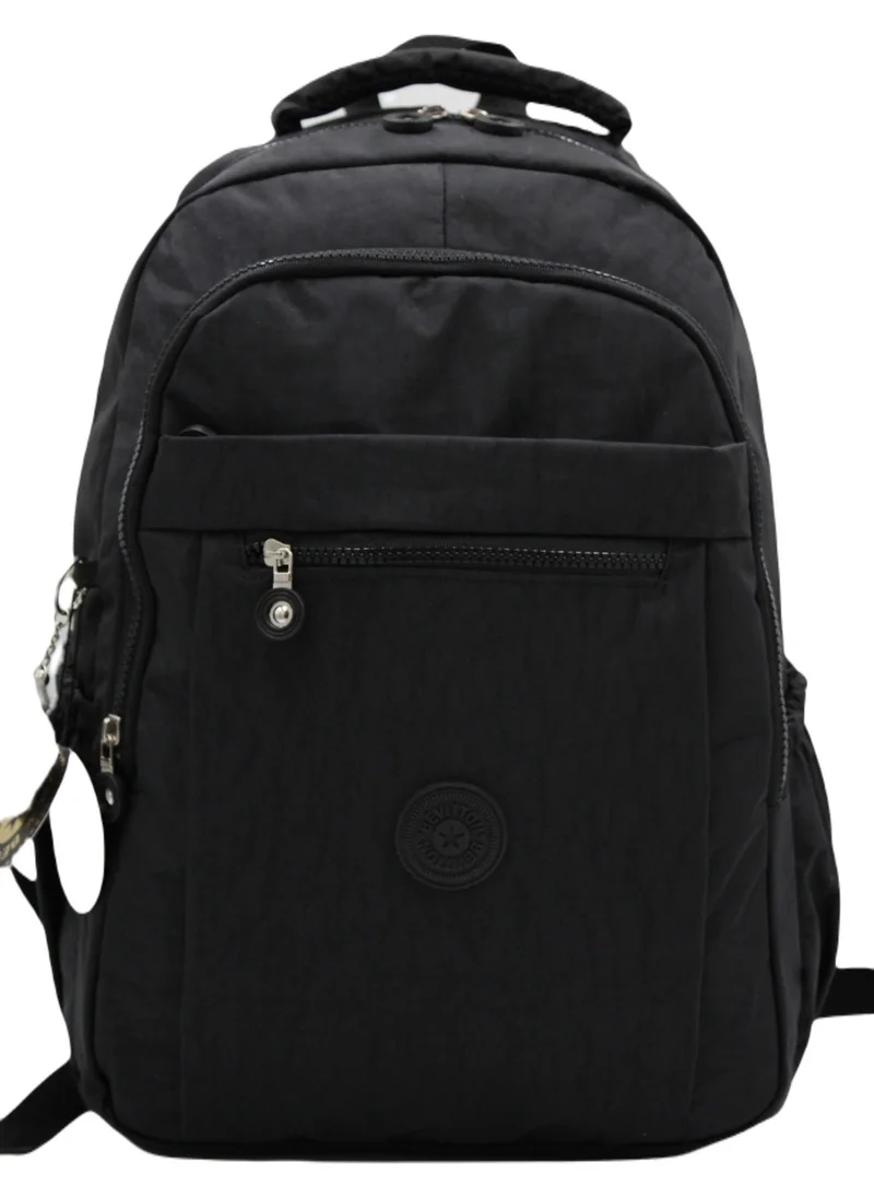 Nikadu Crinkle Waterproof Fabric Unisex Black Backpack 2300