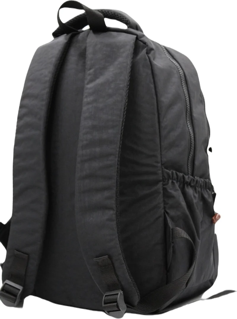 نيكادو Crinkle Waterproof Fabric Unisex Black Backpack 2300