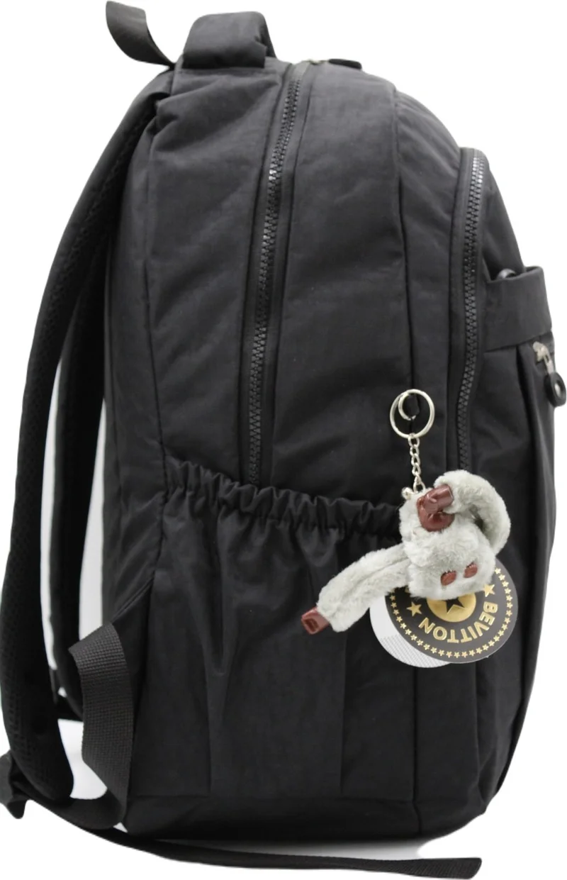 نيكادو Crinkle Waterproof Fabric Unisex Black Backpack 2300