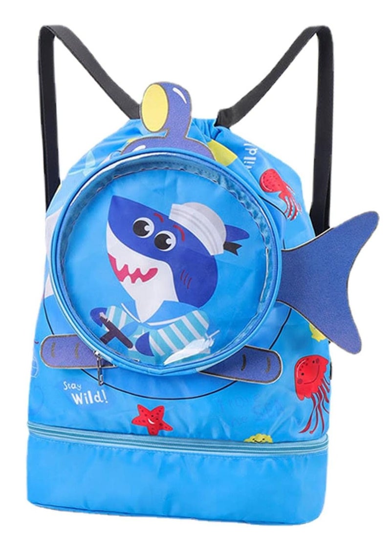 RATSAW Childrens Dry and Wet Separation Swimming Bag Portable Waterproof Drawstring Backpack Swim Sports Pool Beach Bag  - Image 1
