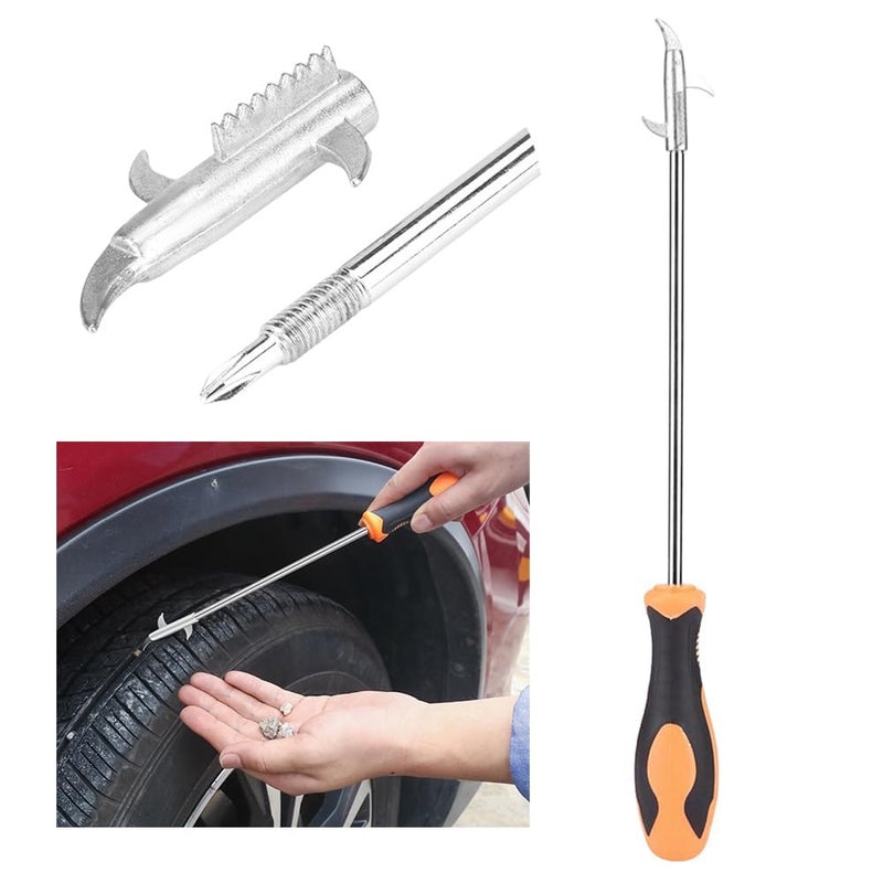 Maplekart Multipurpose Tyre Stone Remover Tool - Car and Truck Tire Cleaning Hook With Solid Rubber Handle for Motor Bike and Wheel Maintenance - Image 1