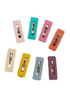 Aeyistry 8 Pcs Rainbow square clips Hair Clips Snap Barrette Accessories Rectangle Headwear Hair Styling Tools unisex8 Colors 