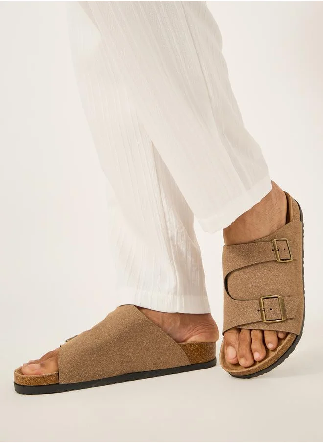 Styli Styli Double Buckle Strap Slip On Sandals