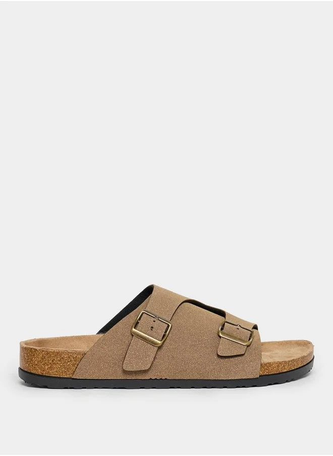 Styli Styli Double Buckle Strap Slip On Sandals