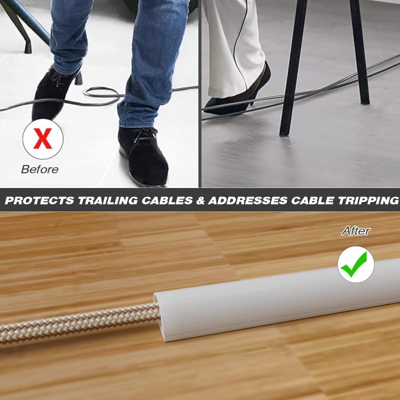 Conwang 39" Silicone Cord Hider for Wall Mount TV,Self-Adhesive Cable Hider for 1 Cord(1/4" Diameter),Cable Management Under Desk,Cord Organizer,Cable Raceway Home & Office Trim,Cord Concealer Channel,White - Image 3