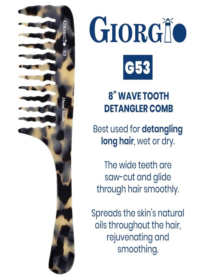 Giorgio G53 Wide Tooth Comb for Curly Hair Detangler, Wide Tooth Combs for Women with Thick Hair, Large Tooth Comb For Wet Hair and Dry, Handmade Rake Comb Detangler Saw-Cut and Hand Polished (8") - Image 2