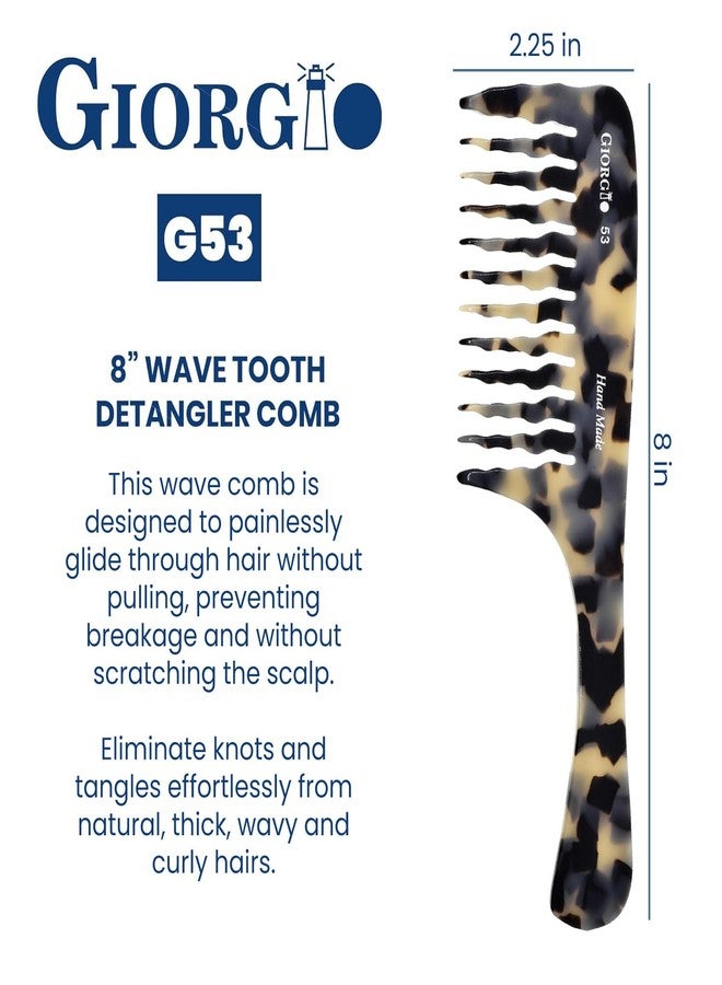 Giorgio G53 Wide Tooth Comb for Curly Hair Detangler, Wide Tooth Combs for Women with Thick Hair, Large Tooth Comb For Wet Hair and Dry, Handmade Rake Comb Detangler Saw-Cut and Hand Polished (8") - Image 3