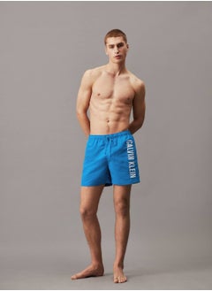 CALVIN KLEIN Men's Medium Drawstring Swim Shorts - Intense Power - Polyester, Blue  - Image 2