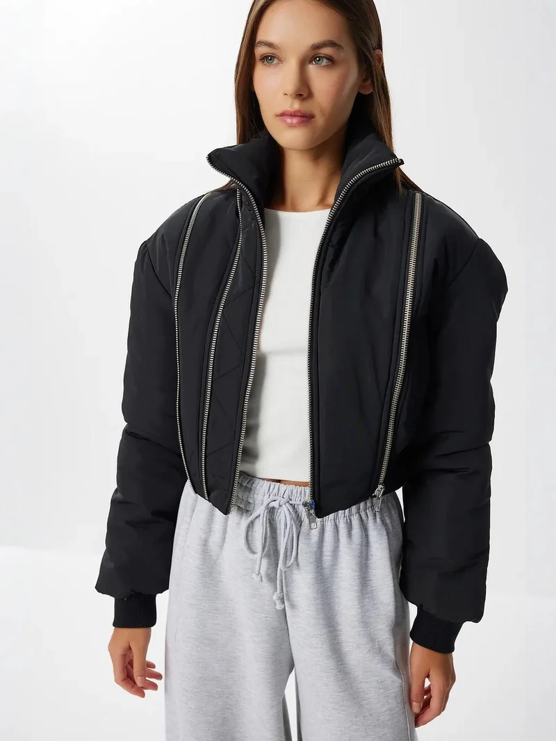 Lovely Istanbul ISTANBUL Zipper Detailed Bomber Puffer Jacket