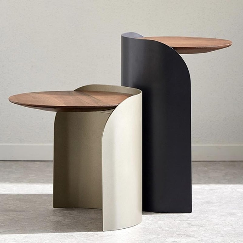 Gardenia Service Table Set – 2-Piece Elegant Side Tables with Strong Metal Frame and Walnut Wood Top – Stylish, Portable & Space-Saving Design for Living Room or Entrance  High (55cm) & Low (45cm) - Image 3