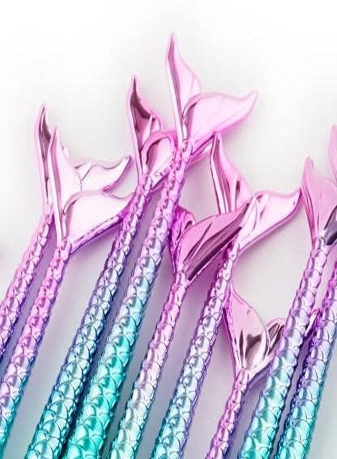 ليلي مجموعة فرش مكياج احترافية ثلاثية الأبعاد على شكل حورية البحر، عبوة ملونة من 10 فرش تجميلية للوجه والعينين، بودرة، كريم أساس، أحمر خدود (جودة عالية) - Image 5