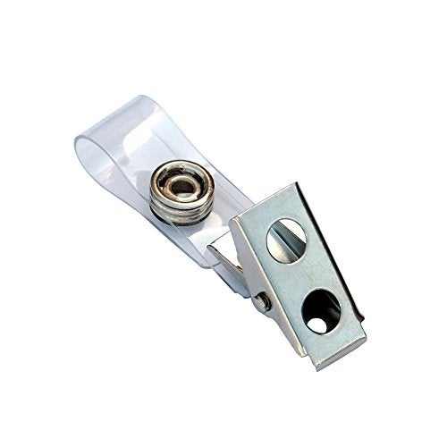 YYaaloa Badge Clips 30pcs Double Hole Metal Name Tags Holder with PVC Straps, ID Strap Clip Adapter ID Badge Clips, Clear,30 Clips per Pack (Clear 30pcs) - Image 1