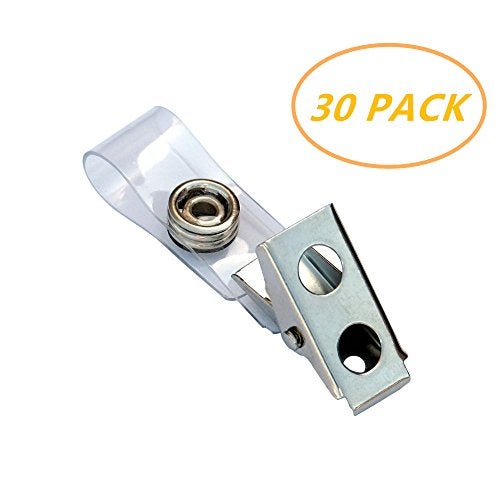 YYaaloa Badge Clips 30pcs Double Hole Metal Name Tags Holder with PVC Straps, ID Strap Clip Adapter ID Badge Clips, Clear,30 Clips per Pack (Clear 30pcs) - Image 4