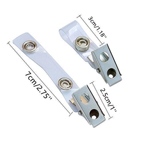 YYaaloa Badge Clips 30pcs Double Hole Metal Name Tags Holder with PVC Straps, ID Strap Clip Adapter ID Badge Clips, Clear,30 Clips per Pack (Clear 30pcs) - Image 2
