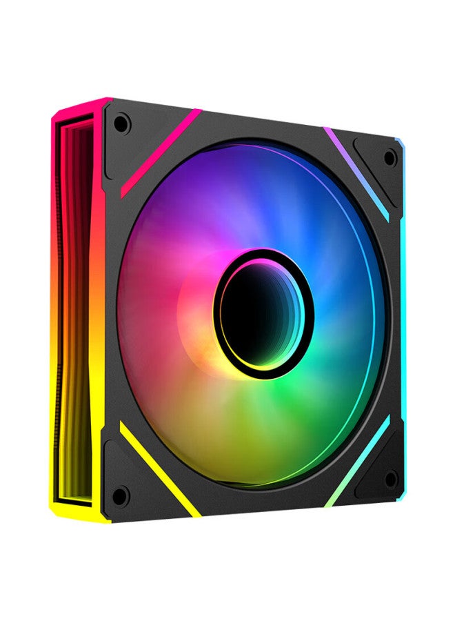 Sama Jingjie V3 Black Straight Blade, 12cm Case Fan, Argb Infinite Mirror Light, 5v3p Light Synchronization, Small 4p-pwm Speed Adjustment, Hydraulic Bearing, Standard Shock-absorbing Pad - Image 1