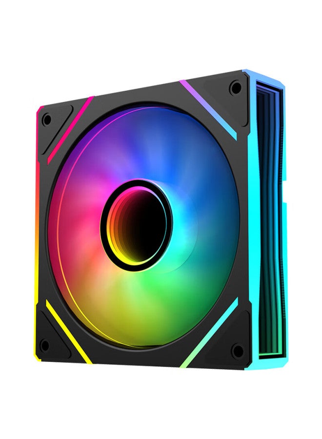 Sama Jingjie V3 Black Straight Blade, 12cm Case Fan, Argb Infinite Mirror Light, 5v3p Light Synchronization, Small 4p-pwm Speed Adjustment, Hydraulic Bearing, Standard Shock-absorbing Pad - Image 2