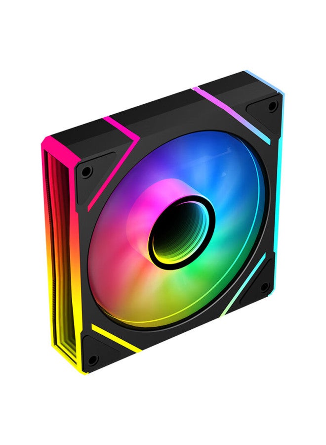 Sama Jingjie V3 Black Straight Blade, 12cm Case Fan, Argb Infinite Mirror Light, 5v3p Light Synchronization, Small 4p-pwm Speed Adjustment, Hydraulic Bearing, Standard Shock-absorbing Pad - Image 3