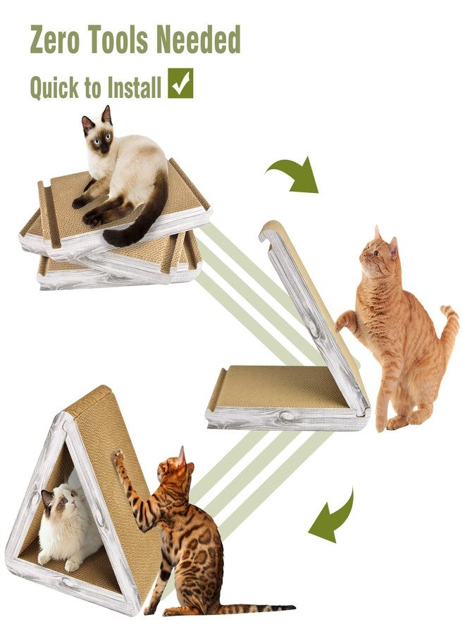 AccEncyc Foldable Triangle Cat Scratcher - 6 Usable Sides Cat Scratcher for Indoor Cats - Vertical Cat Board Pads - Image 4