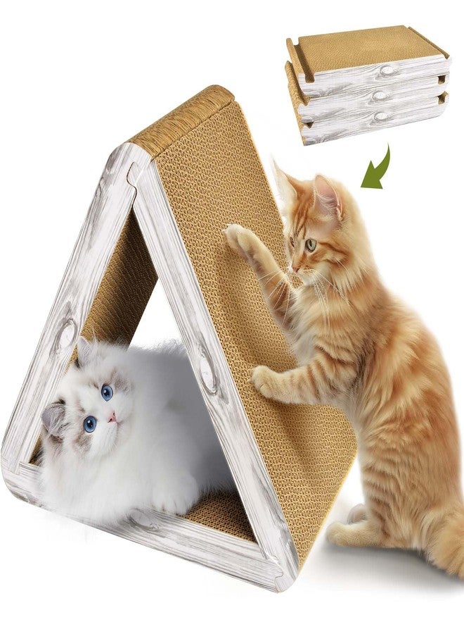 AccEncyc Foldable Triangle Cat Scratcher - 6 Usable Sides Cat Scratcher for Indoor Cats - Vertical Cat Board Pads - Image 1